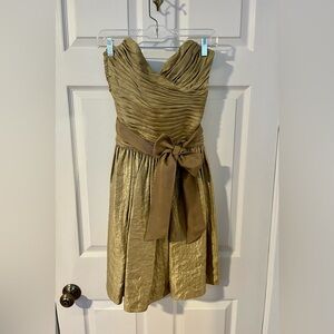 Shelli Segal Gold Lamé Strapless Dress